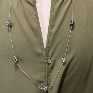 Elegant Silver and Black Crystal Necklace Costume Jewelry